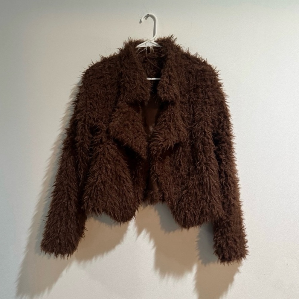 🤎 Self Esteem Chocolate Brown Faux Fur Jacket – NWT – XS